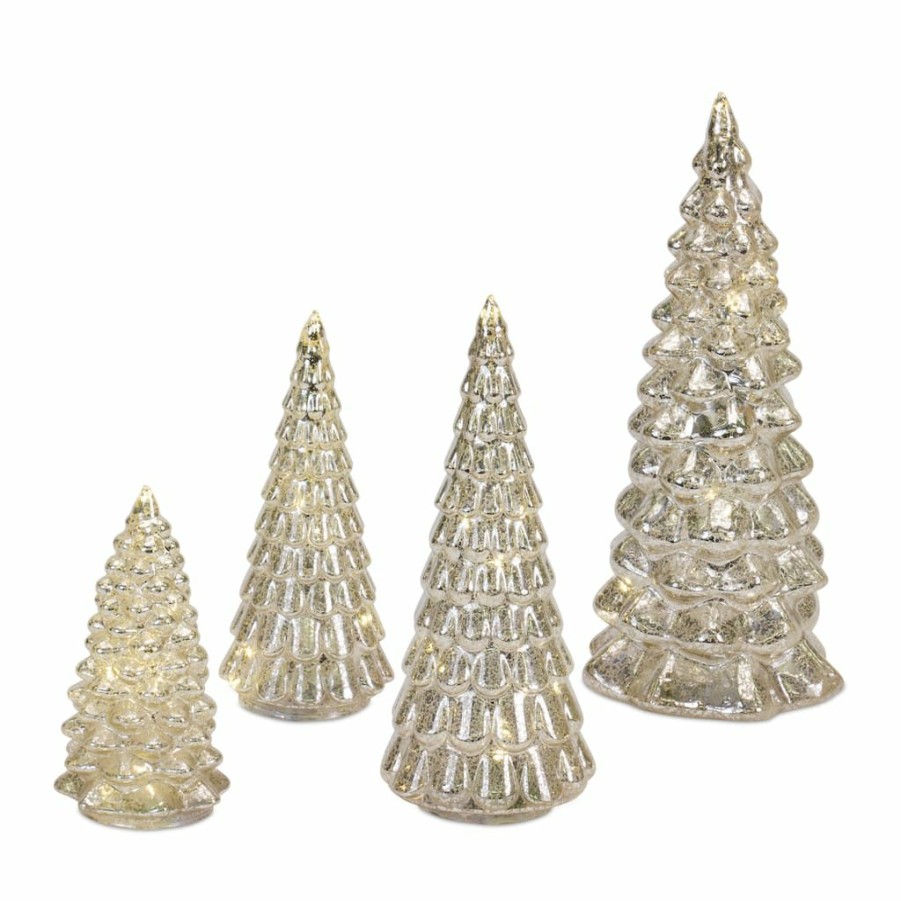 Holidays & Occasions * | Brand New Led Glass Christmas Tree Set, 6.5 , 7.75 , 10 & 12 By Melrose