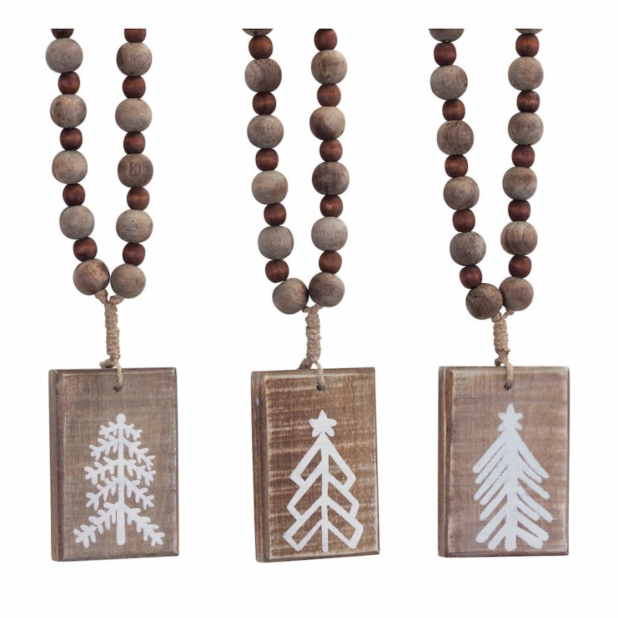 Holidays & Occasions * | Wholesale 13 Wooden Tree Plaque Ornament Set By Melrose