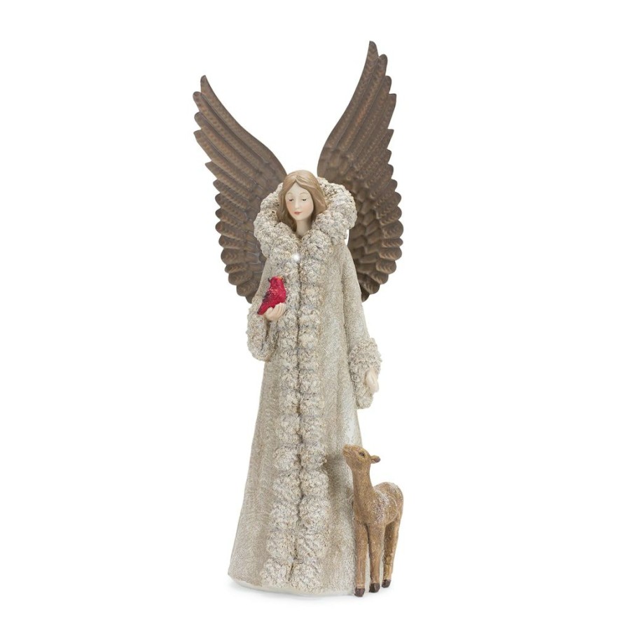 Holidays & Occasions * | Best Sale 16.5 Resin Angel With Deer Figurine By Melrose