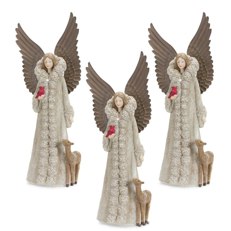 Holidays & Occasions * | Best Sale 16.5 Resin Angel With Deer Figurine By Melrose