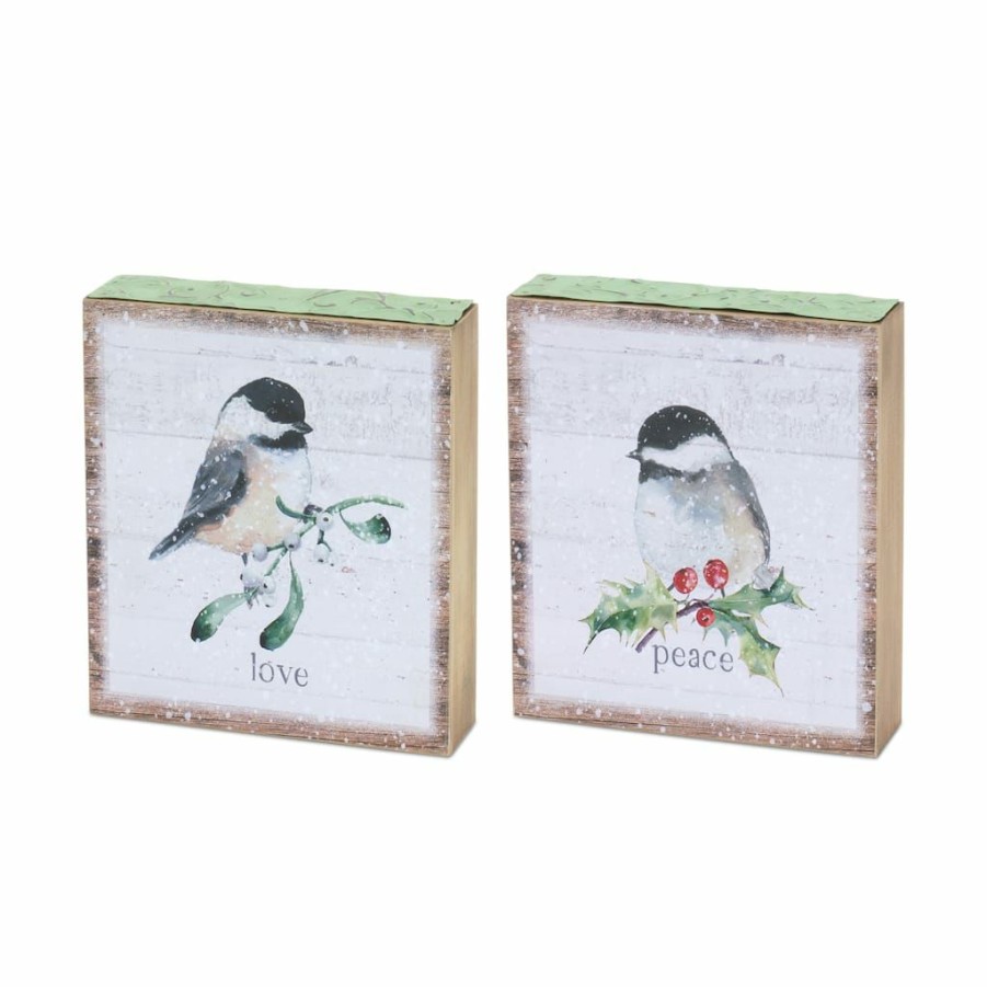 Holidays & Occasions * | Cheap 6 Chickadee Block Sign Set, 6Ct. By Melrose