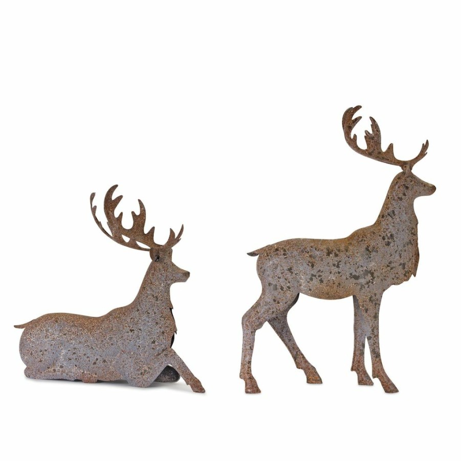 Holidays & Occasions * | Brand New Gray & Brown Metal Deer Set, 15 & 22 By Melrose