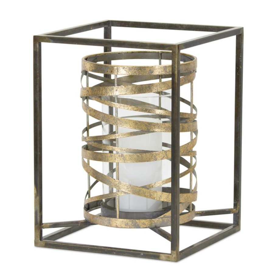 Home & Decor * | Hot Sale 13.2 Abstract Metal-Wrapped Candle Holder By Melrose