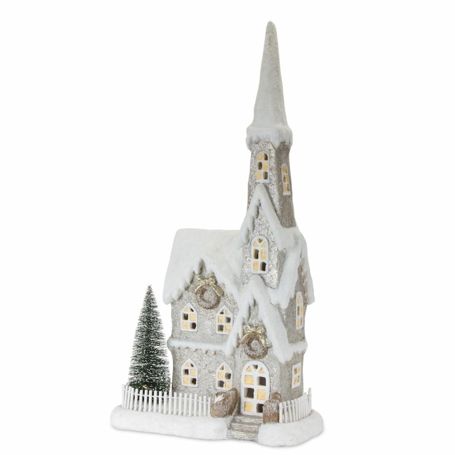 Holidays & Occasions * | Best Pirce 27.5 Christmas Church With Tree By Melrose