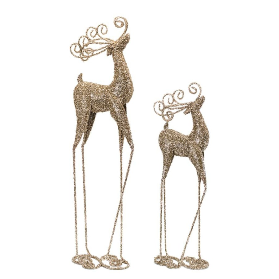 Holidays & Occasions * | Coupon Metallic Copper Metal Deer Figurine Set, 24.5 & 32.75 By Melrose