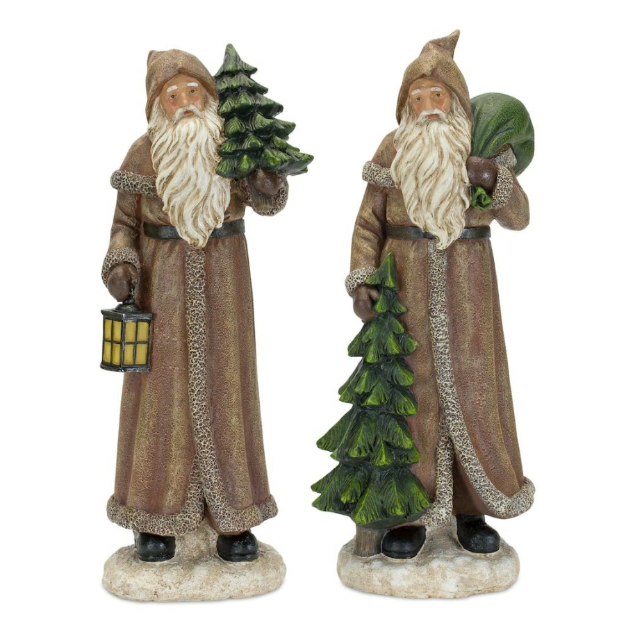 Holidays & Occasions * | Coupon 12.75 Brown Santa Figurine Set By Melrose