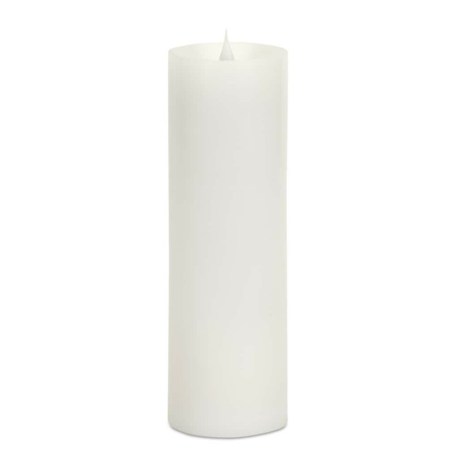 Home & Decor * | Outlet 3 X 9 White Simplux Led Pillar Candle Set With Moving Flame By Melrose