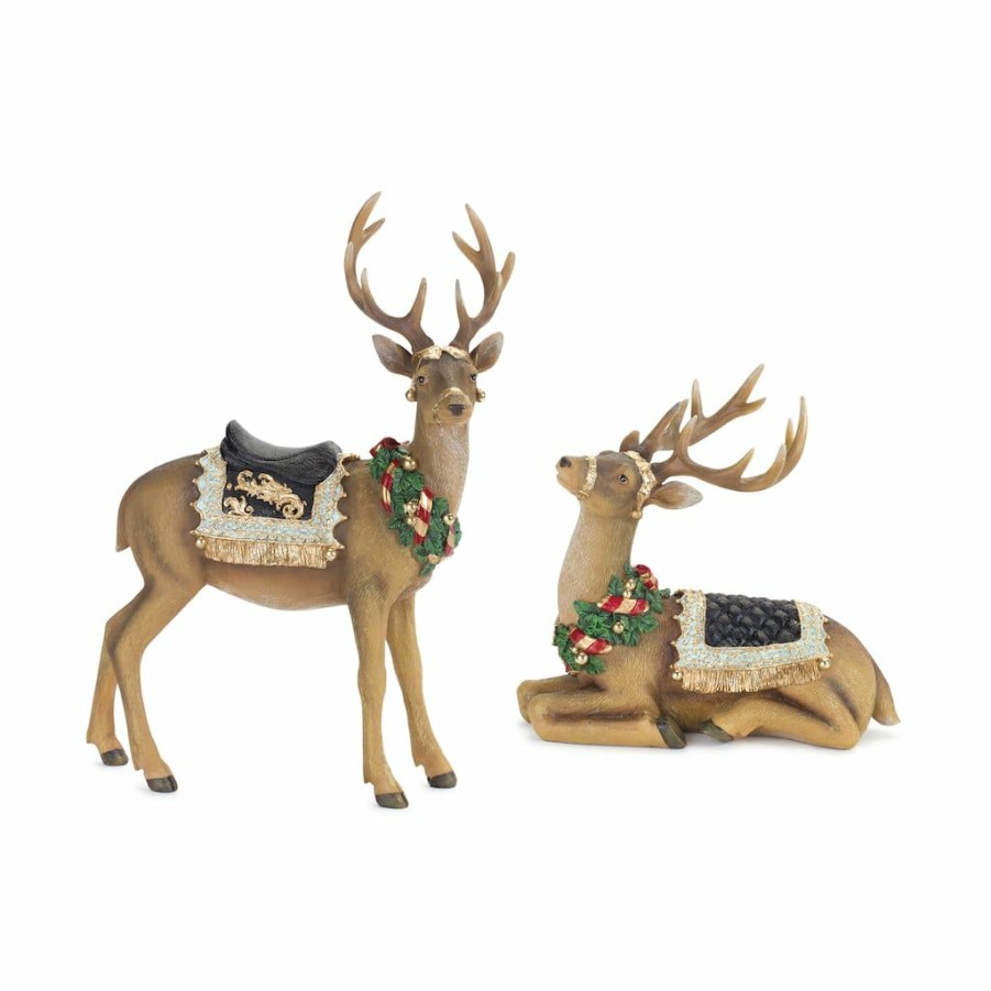 Holidays & Occasions * | Coupon Holiday Deer Figurine Set, 9.5 & 15.75 By Melrose