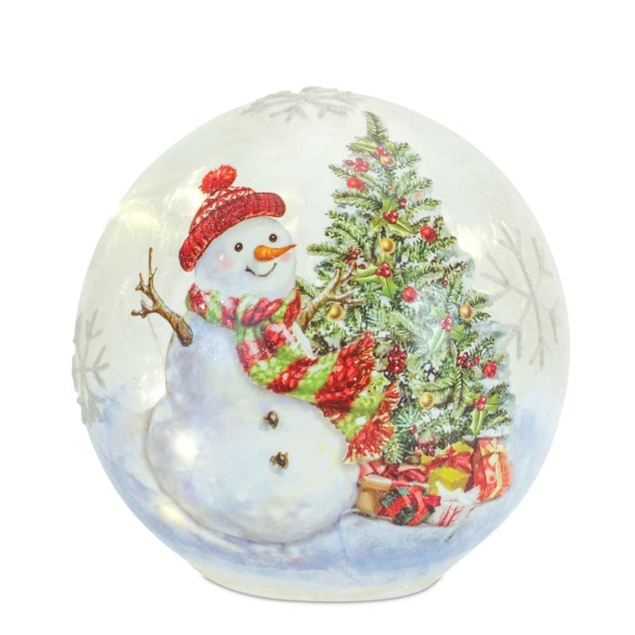 Holidays & Occasions * | Best Reviews Of Snowman & Tree Led Glass Globe Set, 6 & 7 By Melrose