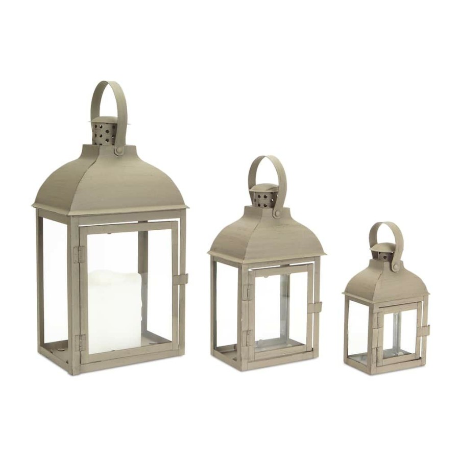 Home & Decor * | Cheap Iron & Glass Lanterns, 3Ct. By Melrose