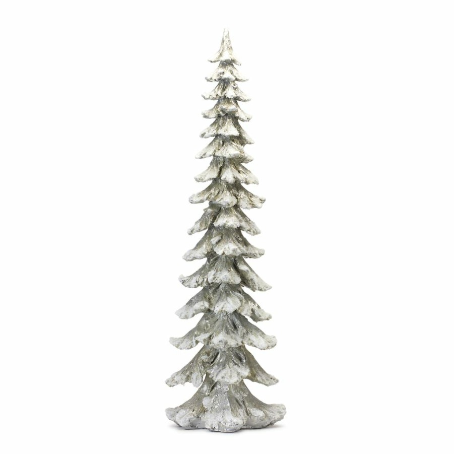 Holidays & Occasions * | Discount 35 Snowy Silver Sculpted Holiday Tree Decor Accent By Melrose