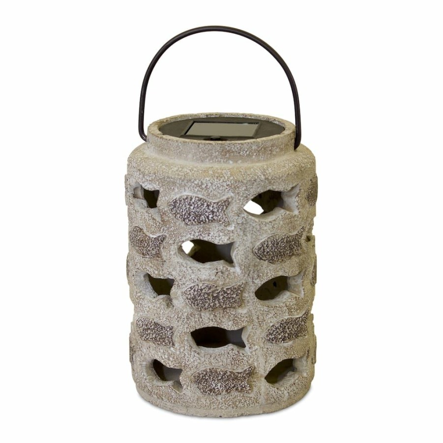 Home & Decor * | Promo 9.5 Cement Solar Lantern By Melrose