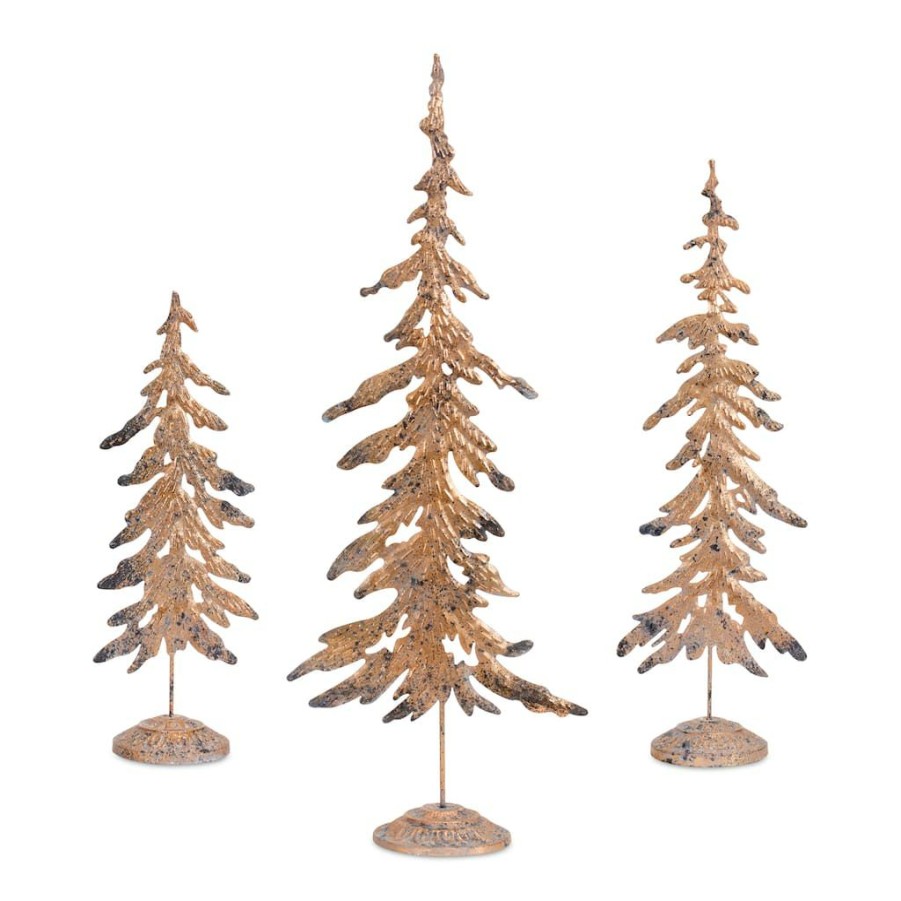 Holidays & Occasions * | Flash Sale Rustic Copper Metal Holiday Tree Decor Set, 17 , 22 & 29 By Melrose