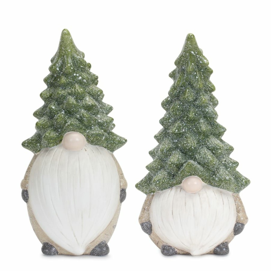 Holidays & Occasions * | New 11.25 Holiday Gnome With Tree Hat Terra Cotta Figurine Set By Melrose