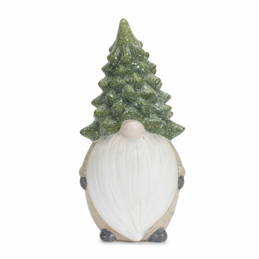 Holidays & Occasions * | New 11.25 Holiday Gnome With Tree Hat Terra Cotta Figurine Set By Melrose