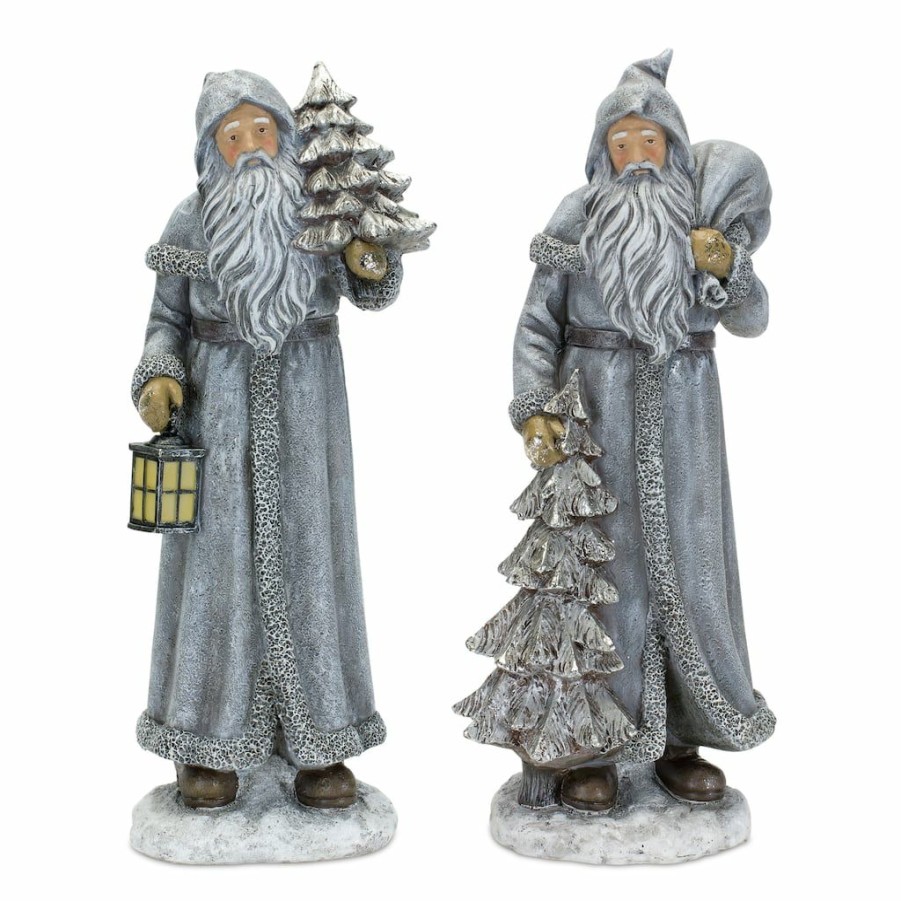 Holidays & Occasions * | Promo 12.75 Silver Santa Figurine Set By Melrose