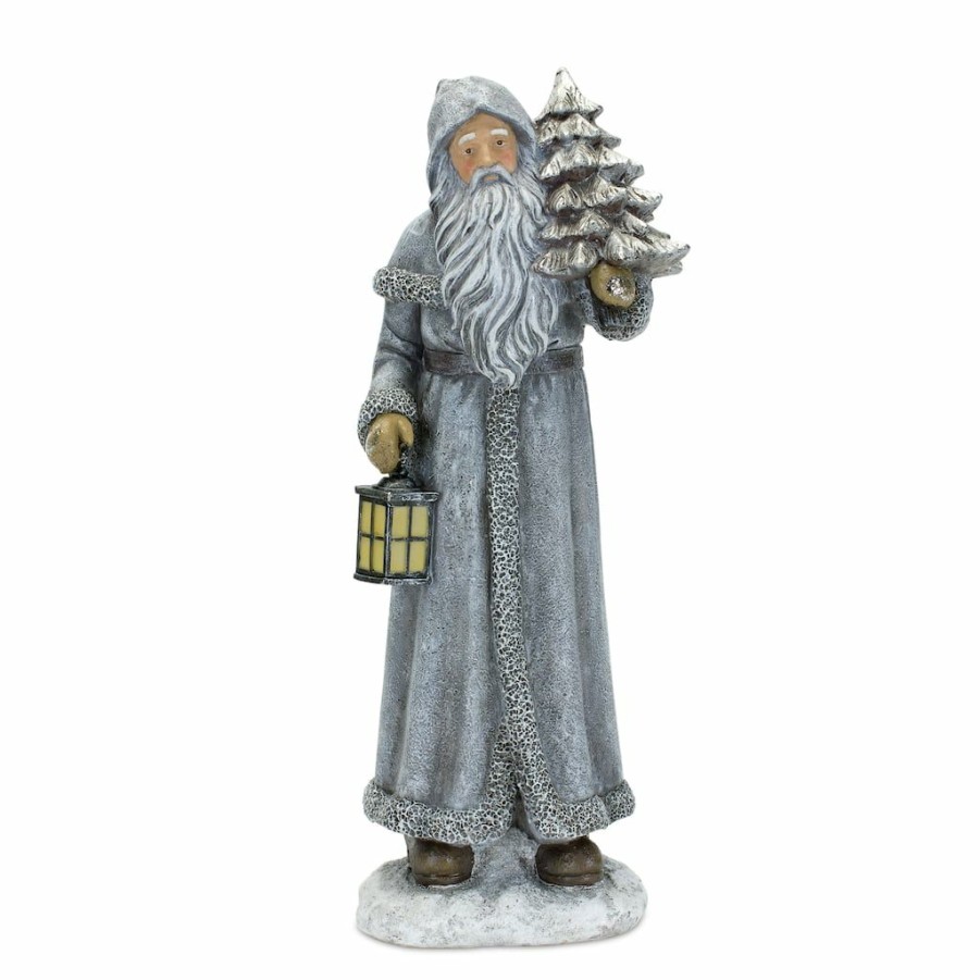 Holidays & Occasions * | Promo 12.75 Silver Santa Figurine Set By Melrose