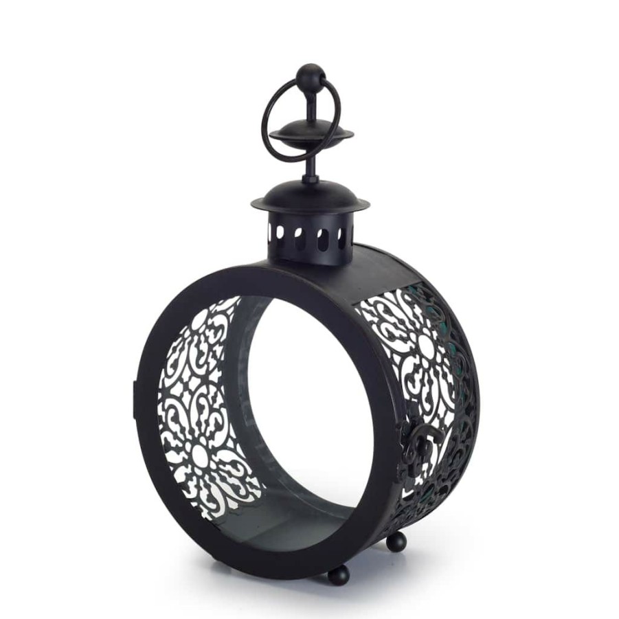 Home & Decor * | Outlet 9 Black Iron & Glass Lantern By Melrose