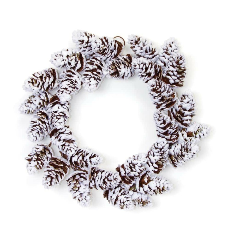 Holidays & Occasions * | Outlet 18 Snowy Pinecone Wreath By Melrose