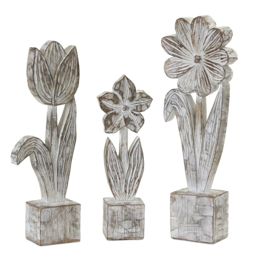 Holidays & Occasions * | Outlet Resin Floral Tabletop Accent Set, 10.5 , 12.75 & 14.25 By Melrose