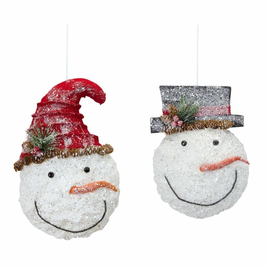 Holidays & Occasions * | Best Pirce Snowman Head Ornament Set 12.5 & 15 By Melrose