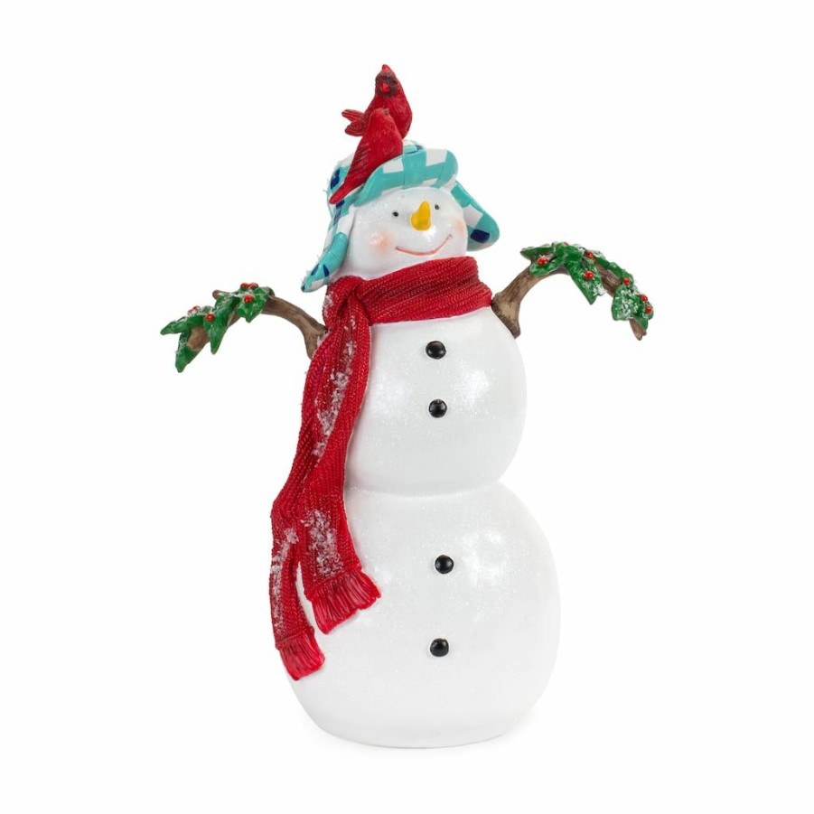 Holidays & Occasions * | Budget 13 Resin Snowman With Cardinals Figurine By Melrose