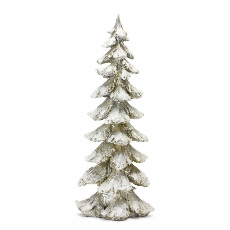 Holidays & Occasions * | Best Sale Snowy Silver Sculpted Holiday Tree Decor Set, 6.5 , 9 , 13.25 & 18 By Melrose