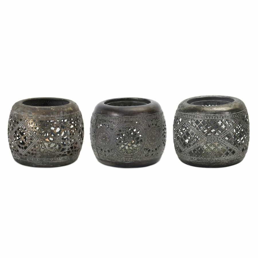 Home & Decor * | Hot Sale 4 Metal Votive Holder Set By Melrose