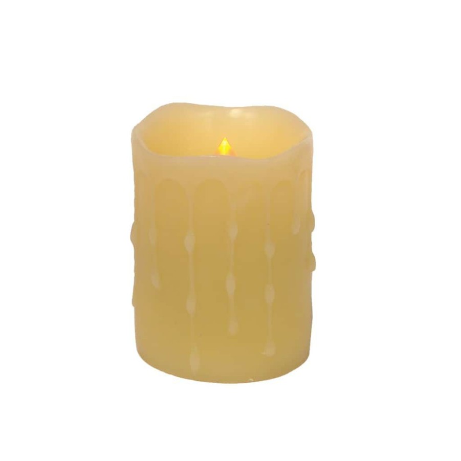 Home & Decor * | Budget 3 X 4 Led Wax Dripping Pillar Candle Set By Melrose