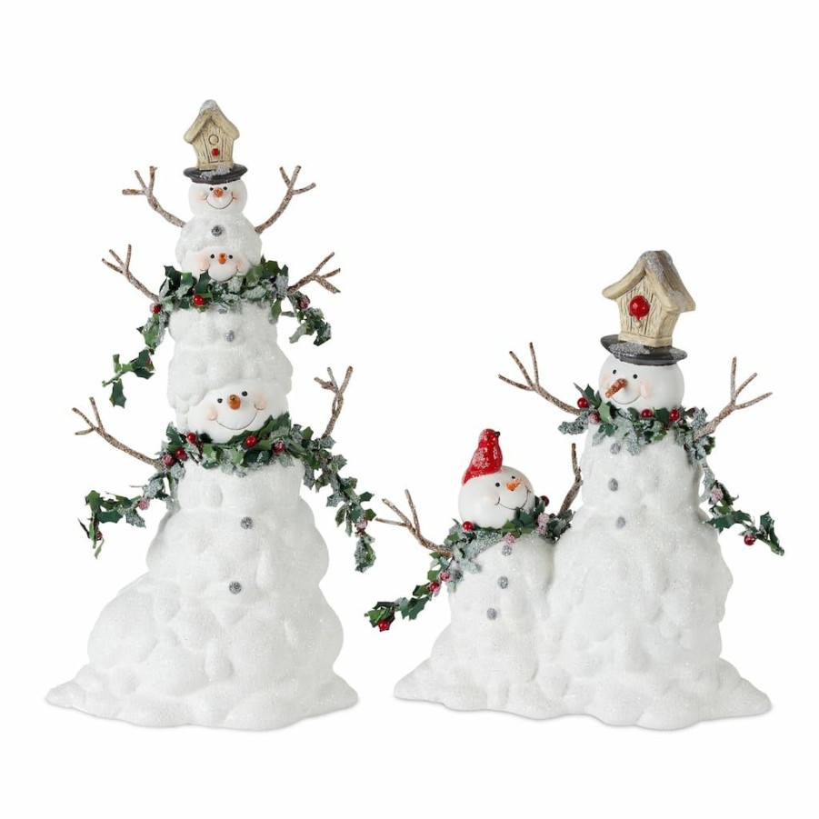 Holidays & Occasions * | Wholesale White Terra Cotta Snowman Set, 9.25 & 12.25 By Melrose