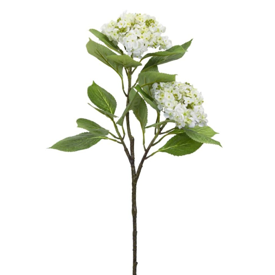 Floral * | Outlet Green & White Hydrangea Branch Set By Melrose