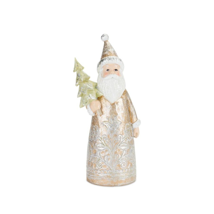 Holidays & Occasions * | Discount Metallic Santa Figurine Set By Melrose