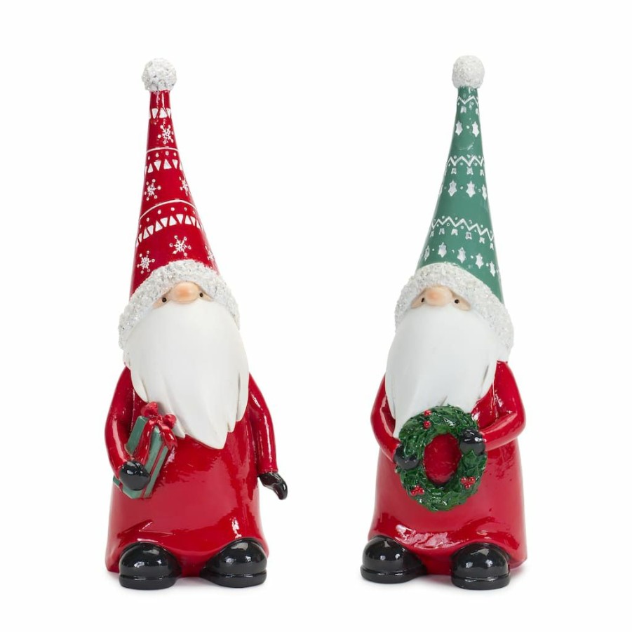 Holidays & Occasions * | Best Sale 9 Holiday Gnome With Wreath & Package Figurine Set By Melrose