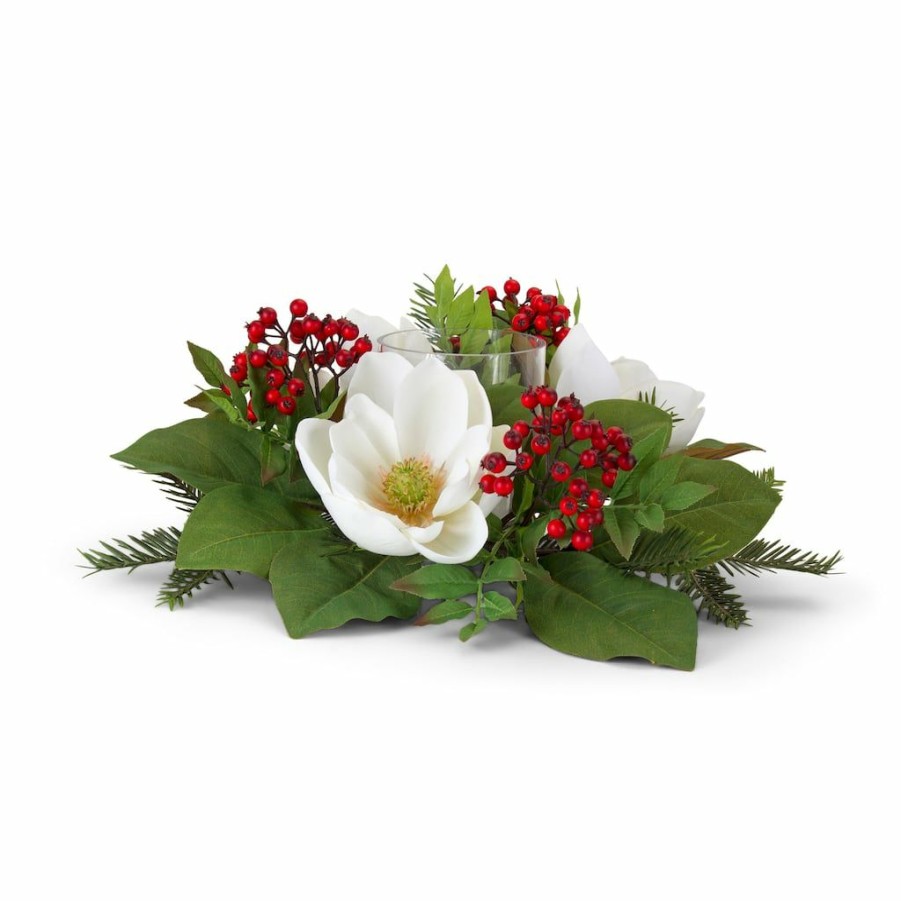 Holidays & Occasions * | Best Deal 7 Pine, Magnolia & Berry Candle Holder By Melrose