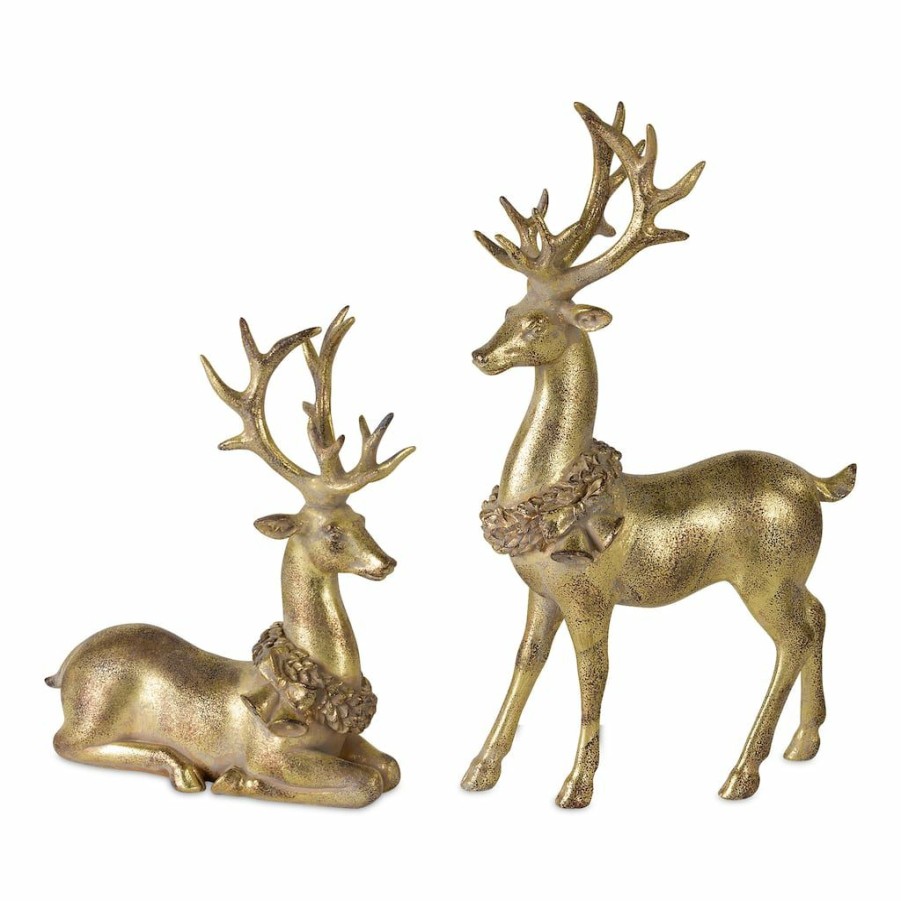 Holidays & Occasions * | Best Sale Gold Deer Set By Melrose