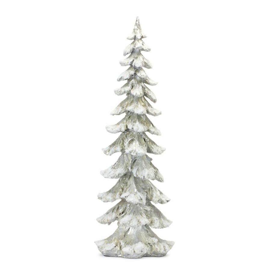 Holidays & Occasions * | Cheapest 27 Snowy Silver Sculpted Holiday Tree Decor Accent By Melrose