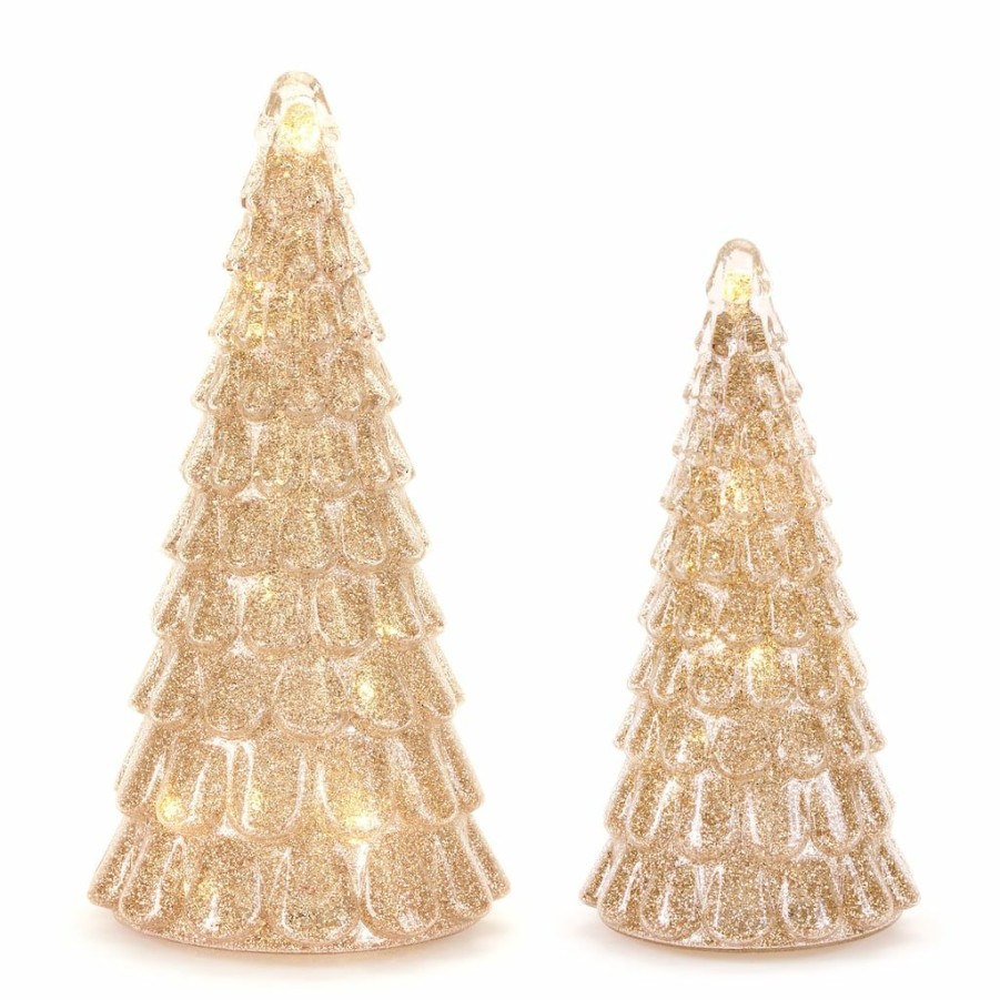 Holidays & Occasions * | Cheapest Glass Tabletop Tree Set, 12.5 & 15.5 By Melrose