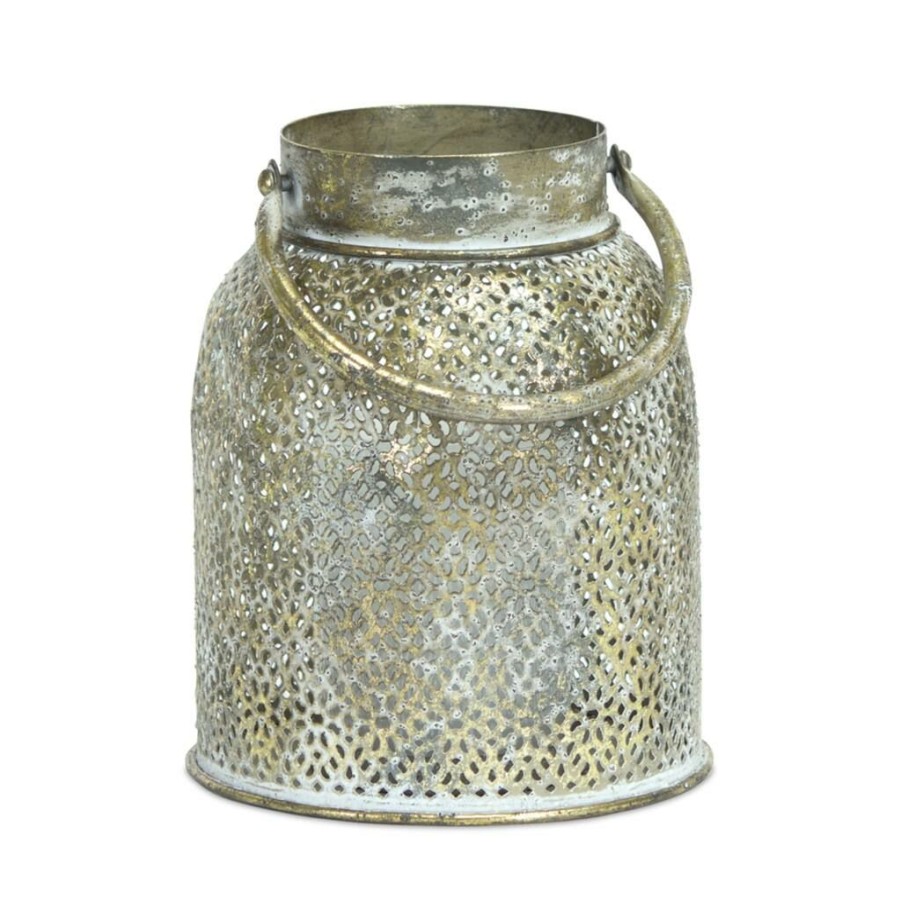 Home & Decor * | Discount 7.5 Textured Gold Candle Holder Set By Melrose