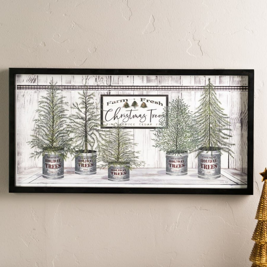 Holidays & Occasions * | New Farm Fresh Christmas Trees Framed Wall Art By Melrose