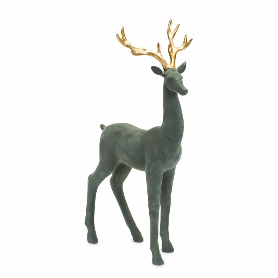 Holidays & Occasions * | Cheap Flocked Deer Figurine Set, 10 & 19 By Melrose