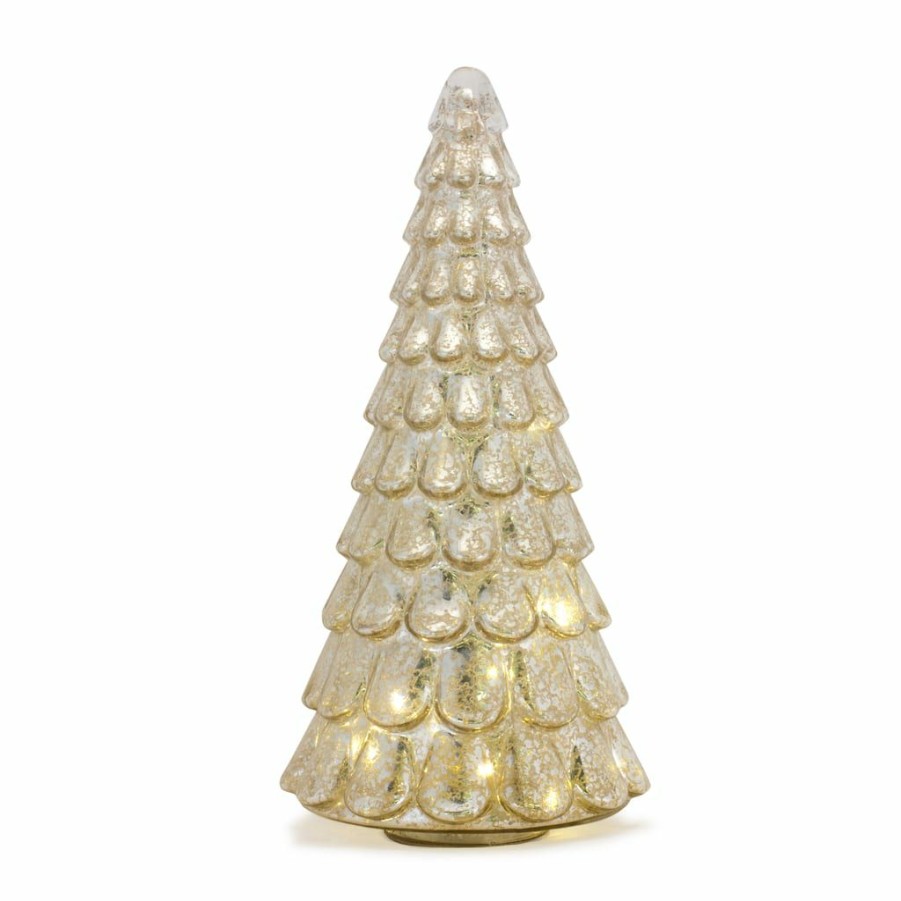 Holidays & Occasions * | Best Pirce Silver Led Glass Christmas Tree Set, 12.75 & 15.75 By Melrose