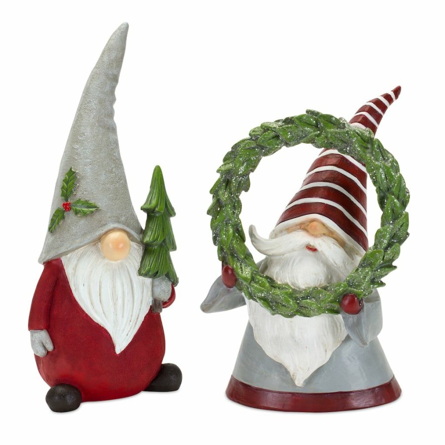 Holidays & Occasions * | Hot Sale Holiday Gnome Figurine Set, 8 & 10.75 By Melrose