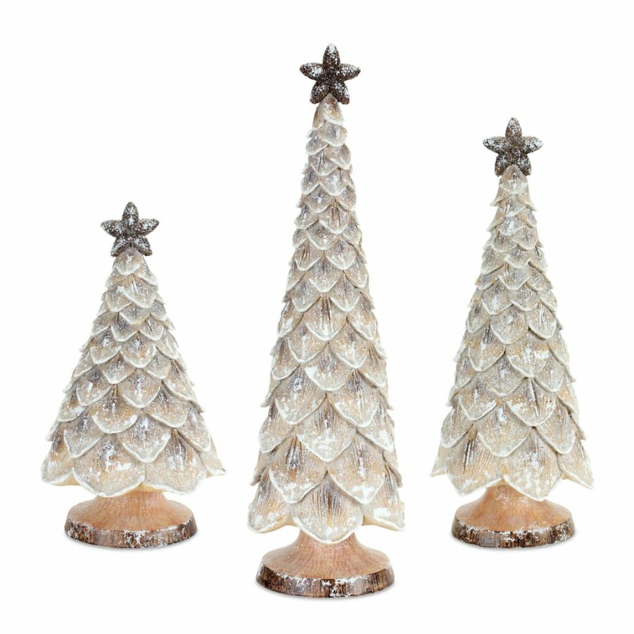 Holidays & Occasions * | Top 10 Snowy Traditional Pine Holiday Tree Decor Set, 11 , 14 & 17.75 By Melrose