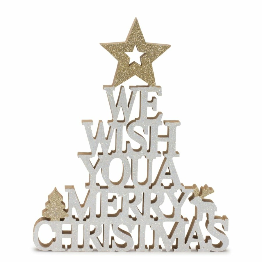 Holidays & Occasions * | Cheap 11.5 We Wish You A Merry Christmas Wood Sign Set By Melrose