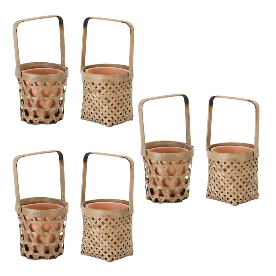 Home & Decor * | Best Deal 5 Tan Basket & Pot Holder Set By Melrose