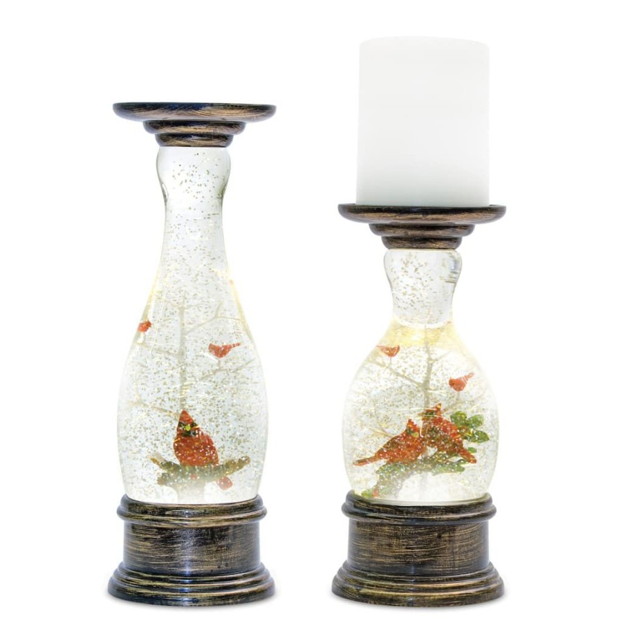 Holidays & Occasions * | Best Reviews Of Snow Globe Candle Holder Set, 8.5 & 11 By Melrose