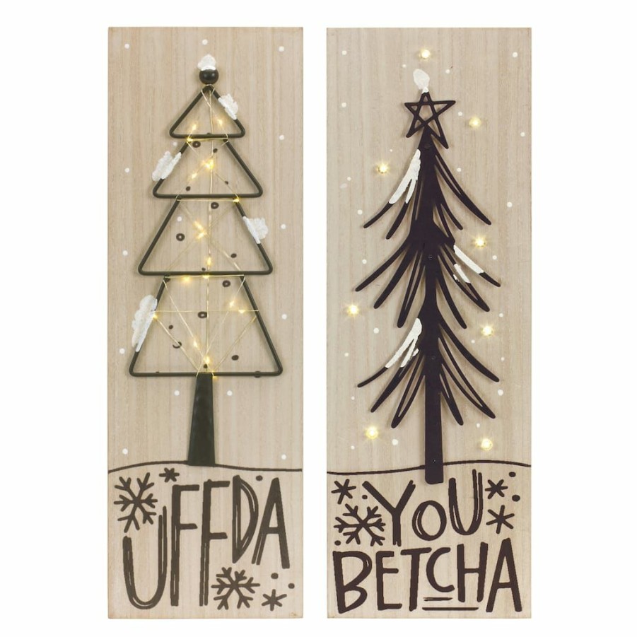 Holidays & Occasions * | Budget 24 Led You Betcha & Uffda Tree Sign Set By Melrose