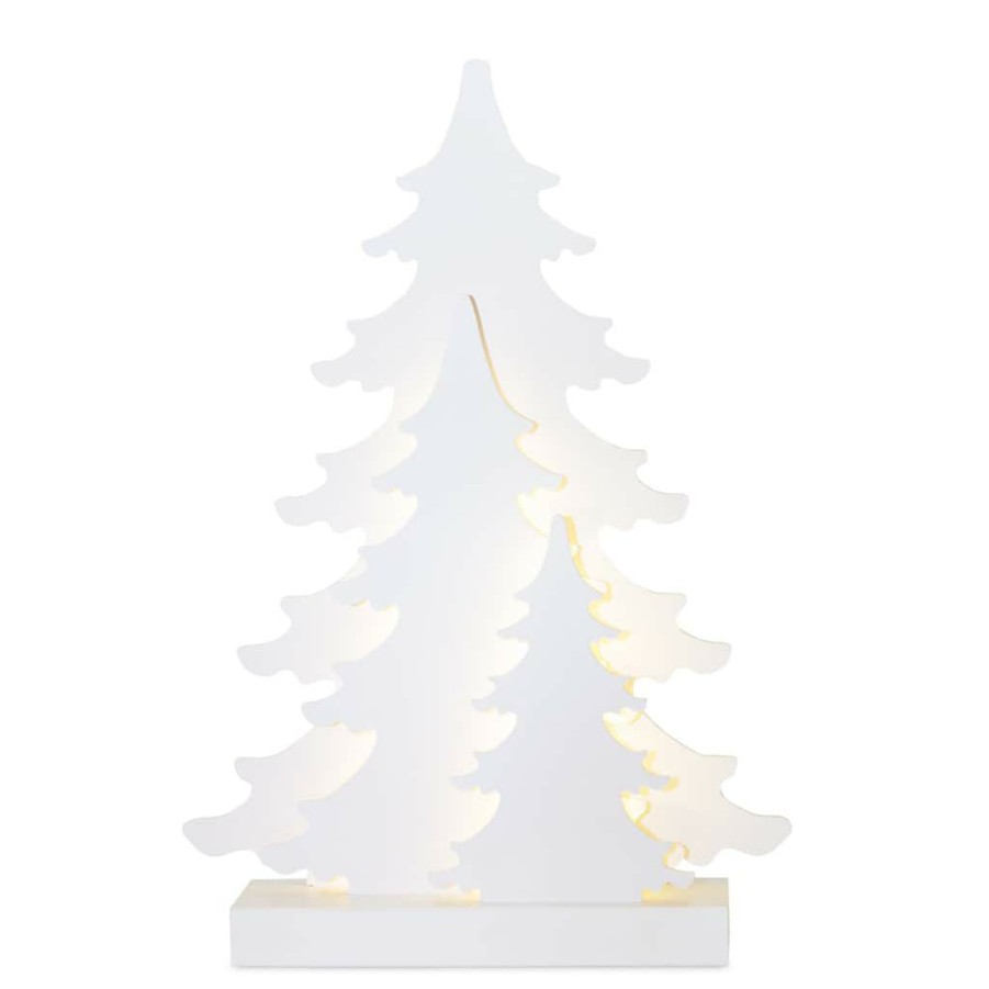 Holidays & Occasions * | Flash Sale 27 Led White Evergreen Trees Accent By Melrose