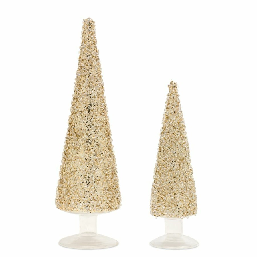 Holidays & Occasions * | Promo Gold & Silver Glass Holiday Tree Decor Set, 8.25 & 11.5 By Melrose