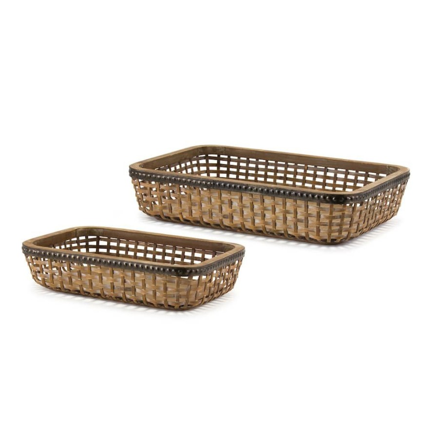 Home & Decor * | Best Pirce Bamboo & Wood Tray Set, 16 & 20 By Melrose